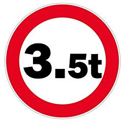 Autocollant Sticker signalisation Panneau Interdit Poids Lourds Camion 3,5 t