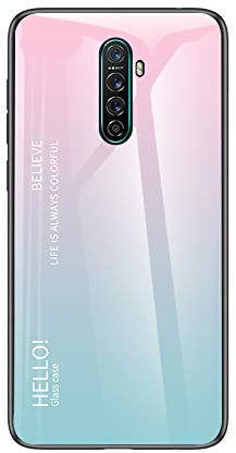BaiFu Funda para Realme X2 Pro Cubierta de Cristal Degradado de Color Caja de Vidrio Templado Case Cover para Realme X2 Pro (Gradiente Rosado)