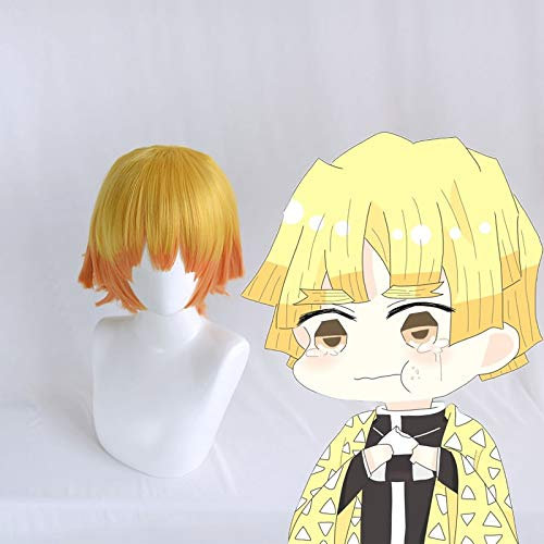 Anime Kimetsu Keine Yaiba Cosplay Perücken Zenitsu Agatsuma Cosplay Perücke Synthetische Perücke Haar Halloween Party Klinge des Dämons Cosplay Perücke