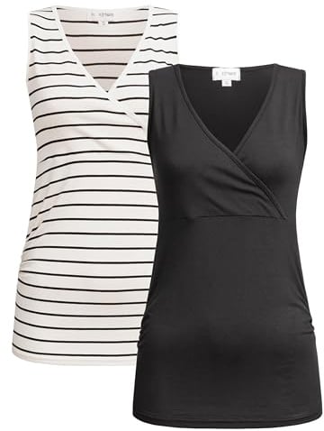 Herzmutter Stilltop Umstandstop 2X OekoTex Schwangerschaft 6700 | Oberteil Schwangere Stillfunktion atmungsaktiv Viskose 2er-Set