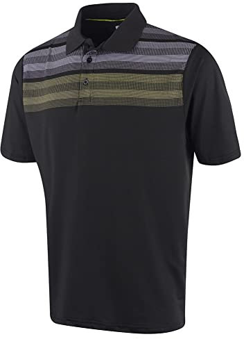 Island GREEN Mens Matrix Print Golf Polo Shirt - Black/Lime/White - S