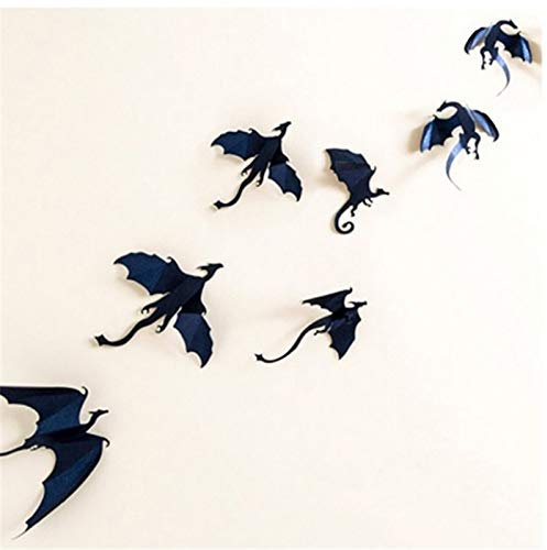 Drachen Wandaufkleber, 3D Drachen Wandtattoo, Gothic Dragon Wandaufkleber Game of Thrones Inspiriert Dragon Wallpaper Wanddekoration / 7 Stück