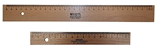 Linkshänder Holz-Lineal Set / bestehend aus 2 Linealen / Länge: 17cm + 30cm