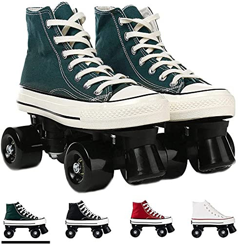 JianJud Rollschuhe Erwachsene Herren Und Damen Vierrad Rollschuhe, Canvas Zweireihige Rollschuhe Räder, Indoor Und Outdoor Zweireihige Skates Für Jugendliche C,44
