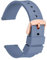 WOCCI 18mm Libération Rapide Bracelet de Montre Silicone avec Boucle Dorée Rose (Bleu Port)
