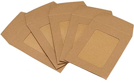 PATIKIL Buste trasparenti con finestra, confezione da 10 pezzi, 7,6 cm, lato singolo, per dichiarazioni postali, cataloghi, colore: marrone