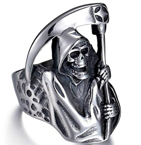 HCMA 316L Edelstahl Death Reaper Ring Punk Rock Hip-Hop Schädel Ringe Halloween Party Biker Explosion Dunkel Modeschmuck Geschenk