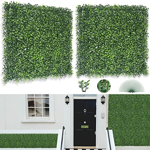Bybeton Künstliches Buchsbaumgras-Wandpaneele, 50,8 x 50,8 cm, UV-Anti-Gras-Hintergrund und grüne Wandpaneele für drinnen und draußen, Sichtschutz und Garten, Balkon, Sichtschutzzaun, Dekor