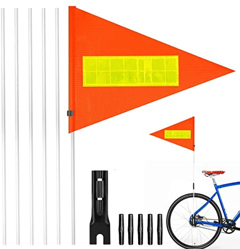 YEAPEAK Drapeau De Sécurité, Drapeau De Vélo, 180 Cm Fanion De Vélo,Drapeau De Sécurité De Cyclisme, Drapeau De Sécurité Pour Vélo d'Enfant, Adapté Pour Vélo, Kart, Scooter, Fauteuil(Orange Vif)