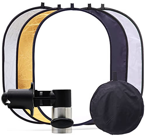 24x35inch Photography Light Reflector with Clip 5 in 1 Portable 60x90cm Oval Collapsible Multi Disc Photography Studio Photo Camera Lighting Reflector Diffuser Clamp Kit