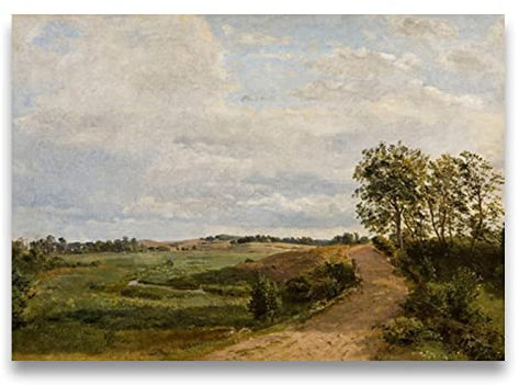 Country Nature Landscape Painting Canvas Prints Farmhouse Decor Country Green Field Vintage Wall Art Pictures Poster 40x50cm(16x20in) Rahmenlos