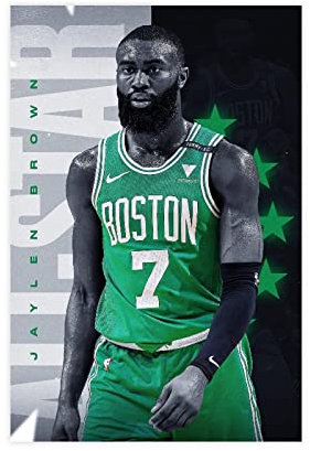 ZBOYZ Jaylen Brown Poster for Wall Decor Canvas for Boys Bedroom Wall Basketball Wallpaper Signed Dunking Posters Unframe-style 12x18inch(30x45cm)