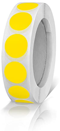 Meitaat Yellow Round Dot Stickers 13mm Coloured Circle Labels 1000 Pcs | Waterproof Vinyl, Strong Adhesive, Removable Sticky Dots, Colour Coding, Planners, Calendars, Office, Inventory, Organisation