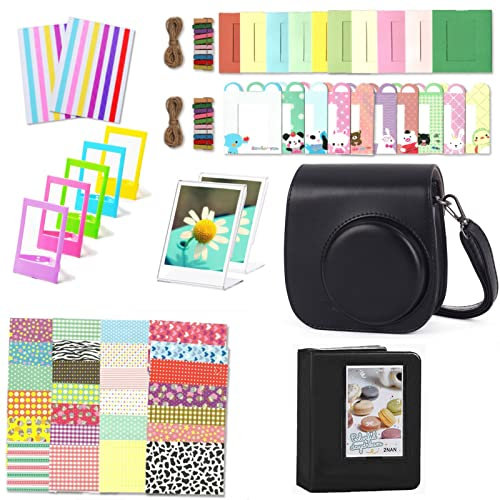 Leebotree Instantané Caméra Accessoires Compatible avec Instax Mini 12 Appareil Photo, Le Package Comprend Housse de Caméra,Album, Cadres, Autocollant de Bord and Coin (Noir)