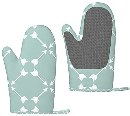 Deep Mint Arrows, Ofenhandschuhe, Silikon-Ofenhandschuhe, rutschfeste Kochhandschuhe, hitzebeständige Backhandschuhe, EIN Paar