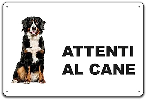 Phonecasing Cartello Segnale Attenti al Cane in Alluminio 3 mm Composito (20 cm x 15 cm, Bovaro del Bernese)