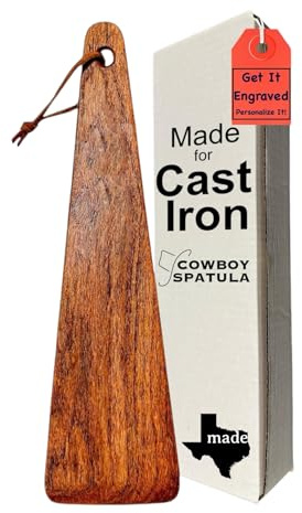 COWBOY SPATULA Mesquite Wood Spatula - Original Handmade in Texas Made in USA For Non stick Frying Pan, Cast Iron Skillet, griddle, baking, stainless steel (Original - Plain - No personalization)