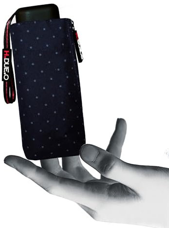 H.due.O Mini parapluie de poche pliable coupe-vent [seulement 17 cm]. Parapluie de pluie ultra léger. Parapluie de sac coupe-vent résistant [MICRODOTS] (Bleu marine)