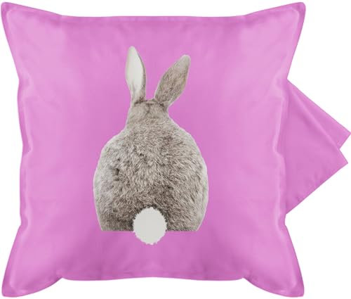 Shirtracer Kissenbezug - Osterkissen - Ostern Hase Hasen Hasenmotiv - 50 x 50 cm - Pink - ostergeschenke Eltern Ostergeschenk kleinigkeit kissenhülle Kissen hasenkissen osterüberraschung bezug bezüge
