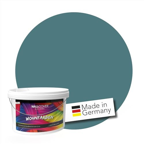 WALLCOVER hochwertige Wandfarbe für Innen | Petrol blau-grün | 5L für 40m² | Hochdeckende Innenfarbe Matt (Klasse 1) | Profi Qualität aus Deutschland