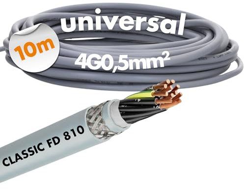 Lapp 0026202 ÖLFLEX CLASSIC FD 810 CY 4 x 0,5 mm² Cable de control de PVC con conductor de protección verde y amarillo, adecuado para cadenas de arrastre, cable de control apantallado, 4 hilos, color