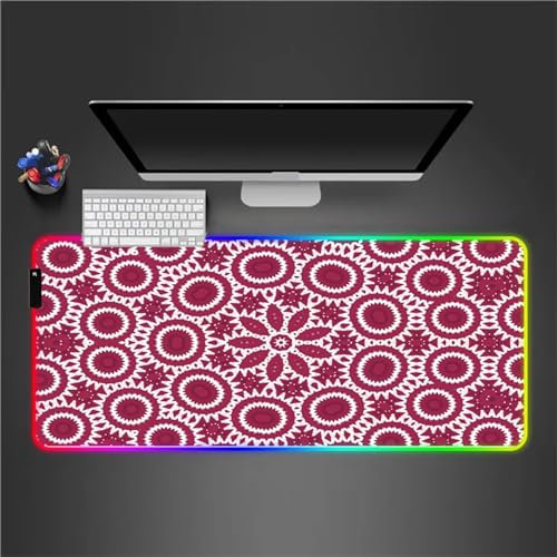 RGB Tapis de Souris Gaming Grand Tapis de Souris XXL 900x400x3mm 14 Modes d'éclairage LED Lumineuse Tapis de Souris Mouse Pad Rétroéclairage pour Gamer Clavier PC, Rouge Blanc