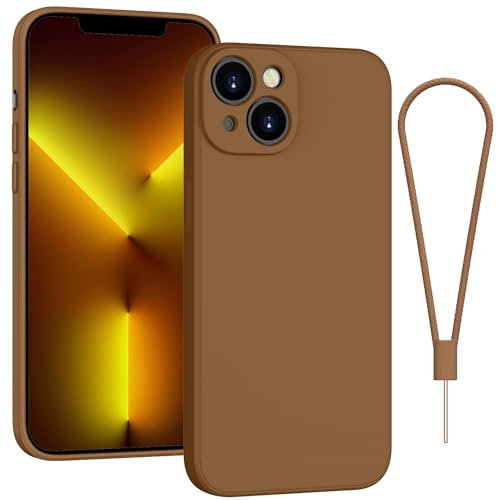 Andwing For iPhone 13 Case Silicone Case Soft Ultra Slim Protective Shockproof Silicone Case Scratch-Resistant Microfiber Lining, 6.1 NEW Brown