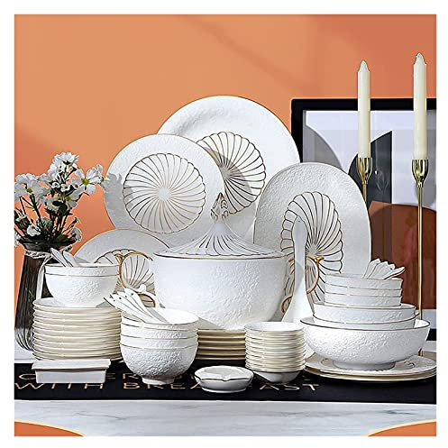 Porzellan-Geschirr-Sets, Teller- und Schüssel-Sets, luxuriöses Porzellan-Geschirr-Set, feine Porzellan-Teller- und Schüssel-Sets (weiß, 11-teilig)