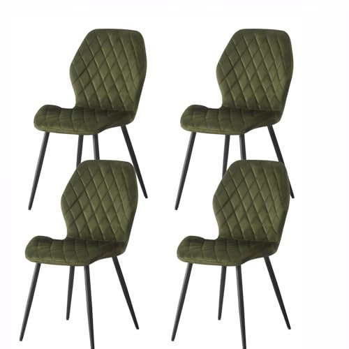 Weegstok Velvet Dining Chairs Set of 4 Kitchen Chairs Dining Room Lounge Reception Chairs with Metal Legs for Living Room Bedroom,Sage green