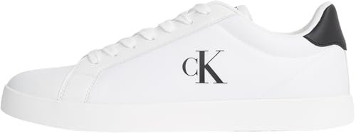 Calvin Klein Men’s Cupsole Trainers with Logo, Multicolor (Bright White/Ck Black), 12