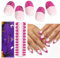 EBANKU Halloween Semi Cured Gel Nail Strips, 24PCS Halloween Nail Stickers - Long Lasting & Easy to Apply & Remove for Salon Quality Manicure | Pink French Spider Web