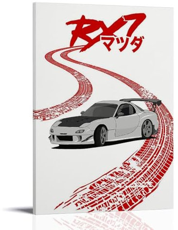 LKKHPEP JDM Auto-Kunst-Poster, Leinwand, Wandkunst, dekorative Wohnkultur, Gemälde für Wohnzimmer, Schlafzimmer, 60 x 90 cm, Rahmenstil