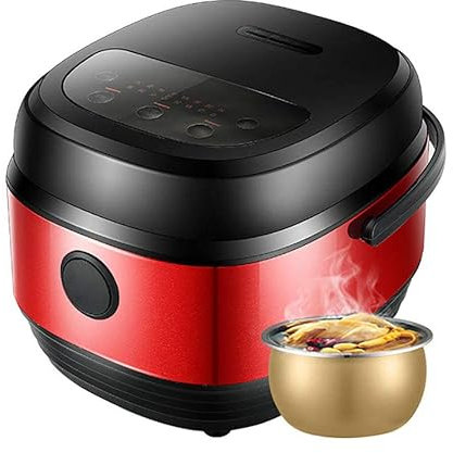 Olla arrocera, miniolla arrocera Inteligente de 5 l, Revestimiento fácil de Limpiar, Pantalla LED, roja, 5 l