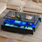 DWVO Table Basse LED, Table Basse Salon Bois avec Rangement Ouvert, Style Moderne avec 4 Tiroirs, 90x55x41,1 cm
