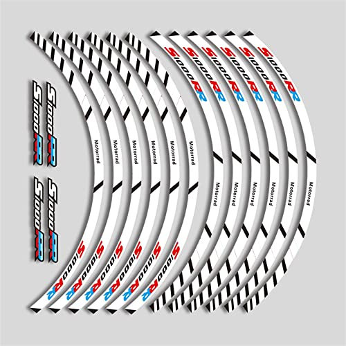 BMDBD 12 Stück Motorrad-Radaufkleber Reflektierende Aufkleber Felgenstreifen Für S1000RR S1000 RR S 1000 RR