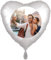 Fotoballon ohne Helium - Folienballon Herz in Satin-Weiß. Ballon mit Foto.
