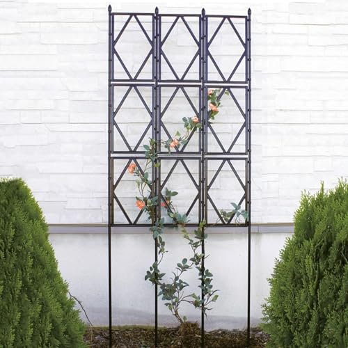 DMCHENGMA Schwarzes Gartengitter aus Metall für Kletterpflanzen, faltbares Gartengitter für Ranken, Pflanzen- und Gemüsestützständer, großes dekoratives Außengitter(60CMx180CM(2FTx6FT))