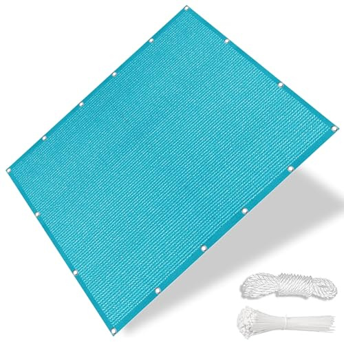 Beschattungsnetz inkl Befestigungsseile 250 x 370 cm, Sonnenschutz Windschutz UV Schutz Atmungsaktiv, Sonnensegel Pergola Markise für Garten, Outdoor, Balkon, Himmelblau