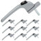 SHIELD HARDWARE uPVC Universal Window Handle Inline Locking Espag Double Glazing Pack of 10 Matte Silver 40mm