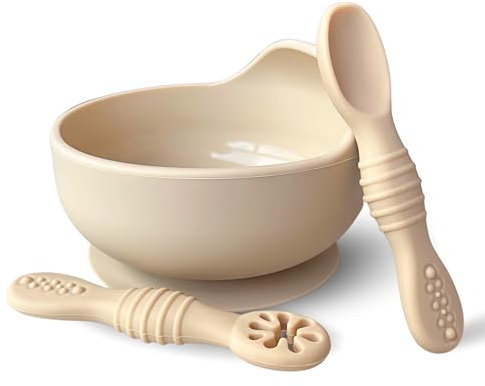 BALANCEX Bol de Silicona para Bebe con Ventosa y Cucharas de Aprendizaje – Cuenco Bebé Antivuelco, Antiderrame | Vajilla Bebe BLW, Baby Led Weaning