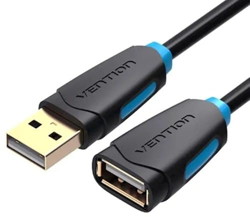 Watio Wave Cable alargador - usb 2.0 macho a hembra, 5 m, color negro, conector dorado, ideal para extender la conexión y transferencia de datos.*