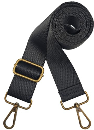 Hibate Taschengurt 3.8cm Breit Taschengurte zum Wechseln Taschenband Schulterriemen Schultergurt für Taschen Trageriemen Taschenriemen Handtaschen Gurt - Schwarz/Bronze Karabinerhaken