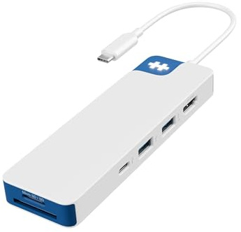 HyperDrive Flex 8-Port USB C Hub Multiport Adapter for Crisp Visuals, Fast Transfer, Charging — HDMI 4K30Hz, 100W Power Delivery, 5Gbps, 2X USB-A, SD, MicroSD, Audio Jack (Blue)
