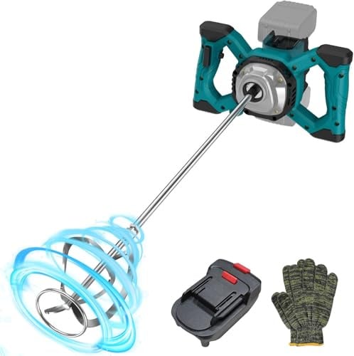 IMAYCC Mörtelrührer, Zementmischer ohne Kabel für MAKITA & DEWALT Akkus, Tragbarer Betonmischer, 21V 6-Gang Mischbohrer, 1000W Bohr- und Mischgerät für Schlamm, Mörtel, Fugenmörtel, usw. (ohne Akku)