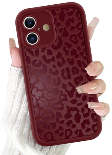 ZhuoFan Cover per iPhone 16 Plus 6,7”, Aesthetic Leopardata Motivo Custodia Rosso Opaca Ultra Morbida Sottile Leggera Silicone Antiurto Bumper Protezione della fotocamera Case, 06