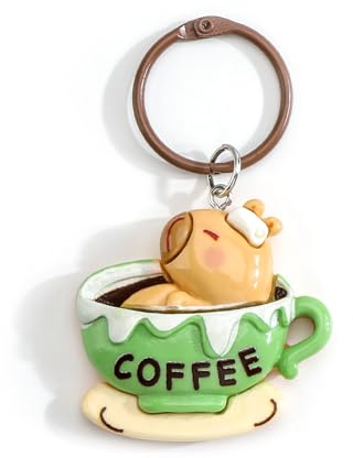 Tranbath Capybara Keychain Cute Capybara Animal and Coffee Cup Keyring, Unique Gifts for Women, Friendship Gifts, Travel Accessories, Perfect for Girlfriend Gifts and Boyfriend Gifts (Coffee cup)