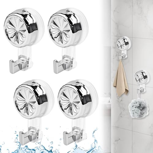 BXUUXA 4 Pièces Crochet à Ventouse Salle de Bain, Crochets Ventouse Puissants Ventouse pour Couronne Porte Crochet Sans Perçage Réutilisable Porte Serviette Ventouse pour Salle de Bain, Cuisine