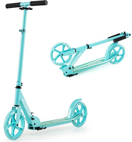 COSTWAY Scooter Roller klappbar, Tretroller höhenverstellbar, Cityroller 100kg Tragkraft, Sport Kickscooter, Kickroller mit 2 LED Rädern & ABEC-7 Kugellager
