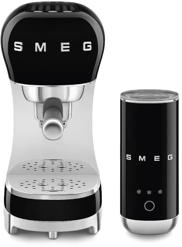 Smeg, ECF12 Set Macchina da Caffè Espresso Manuale e Montalatte Elettrico con 3 Funzioni Bevanda, Cappuccino System e Thermoblock, Alloggiamento Tazze Grandi e Funzione Caffè Doppio, 1350 W, Nero