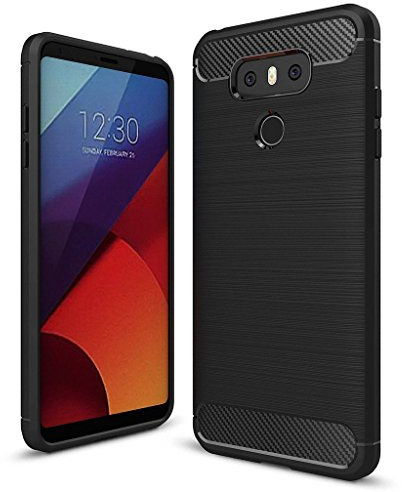 COPHONE® Coque de Protection Compatible avec LG G6 Etui antidérapent Coque Fibre de Carbone Noir Compatible avec LG G6 Housse Souple Haute Protection, Anti Choc